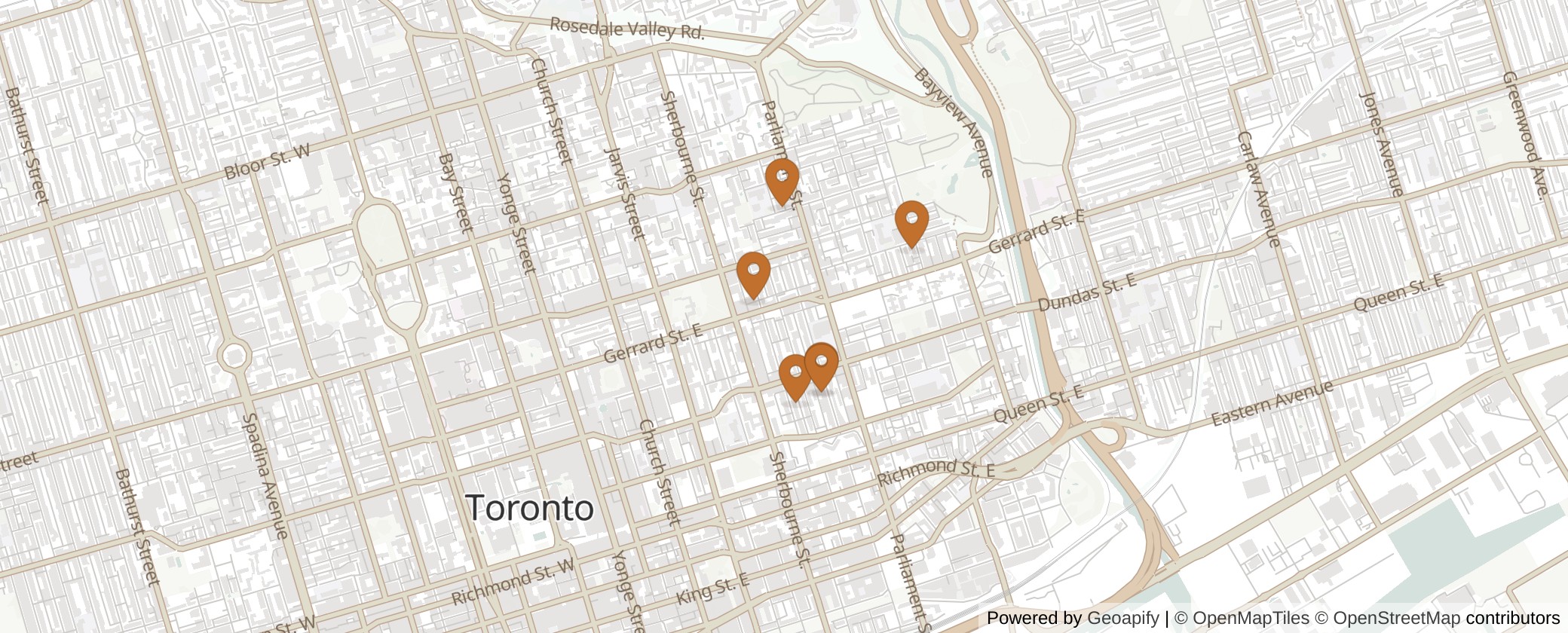 Map of Multiplexes in Toronto Centre, Toronto (Ward 13)