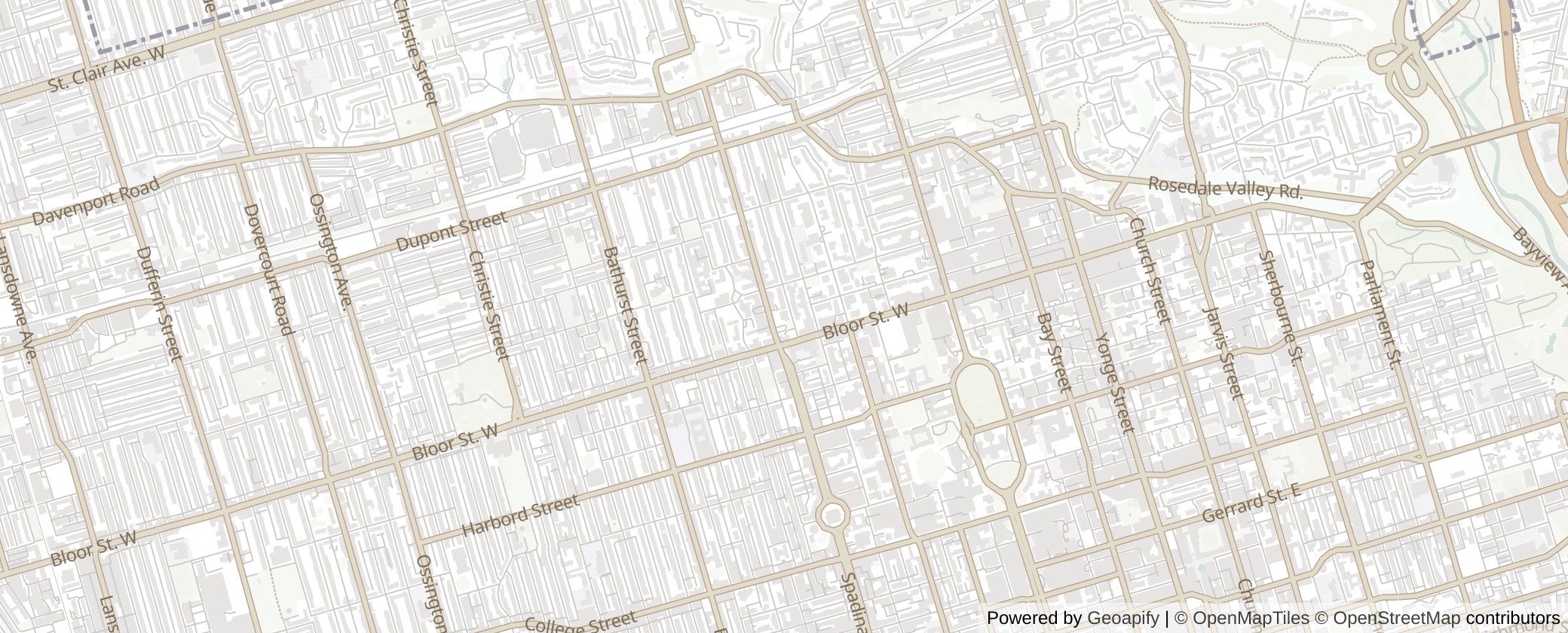 Map of Multiplexes in University-Rosedale, Toronto (Ward 11)
