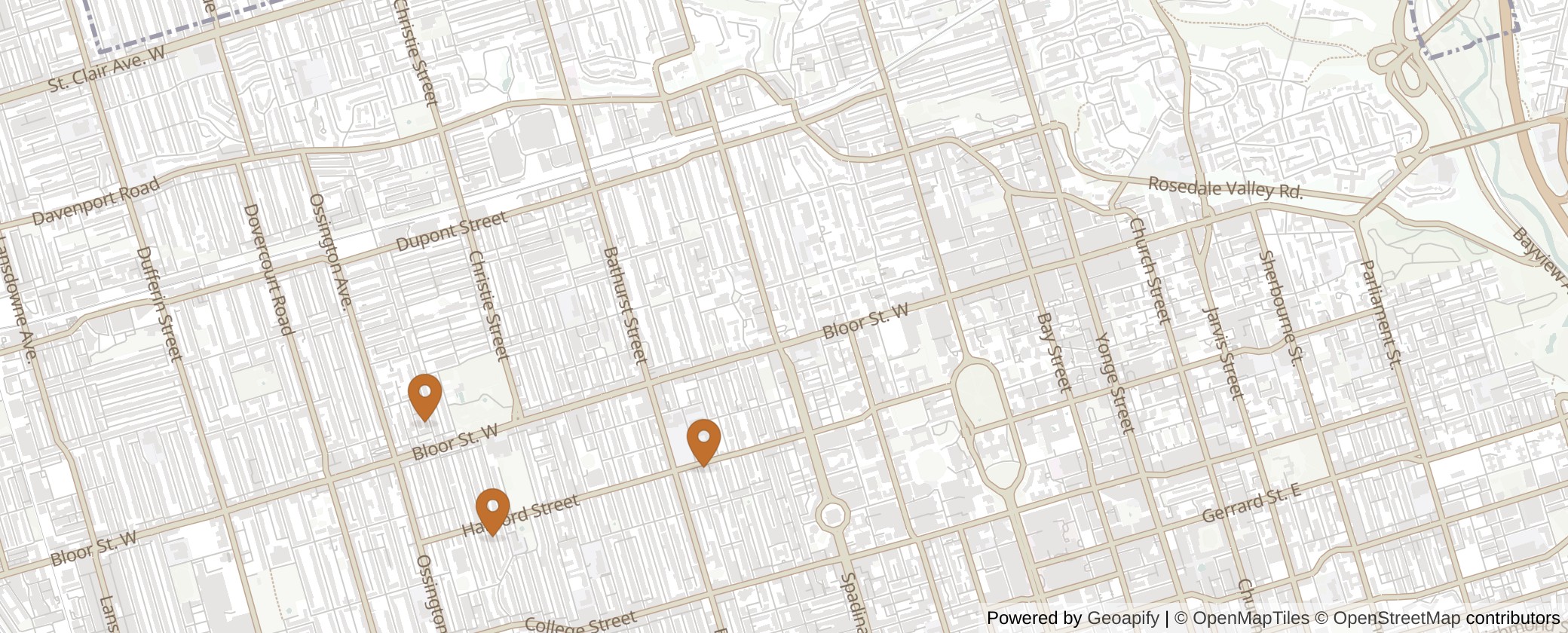 Map of Multiplexes in University-Rosedale, Toronto (Ward 11)