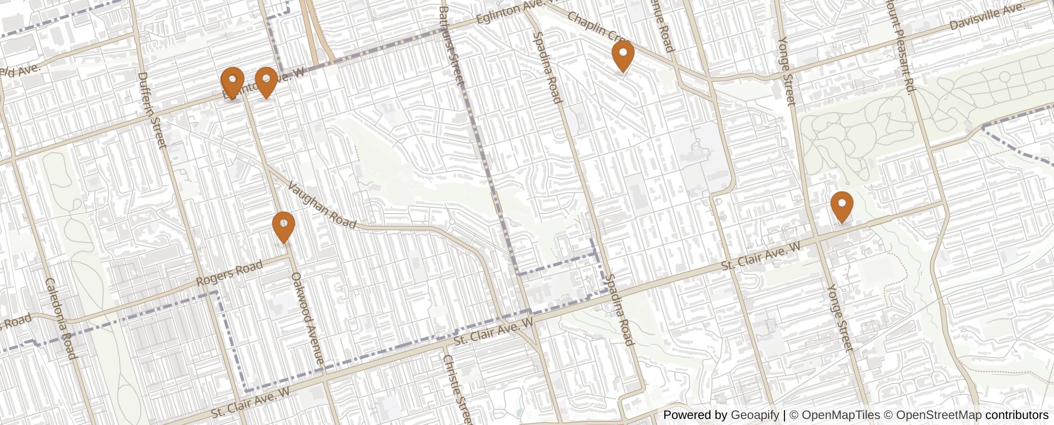 Map of Multiplexes in Toronto-St. Paul's, Toronto (Ward 12)
