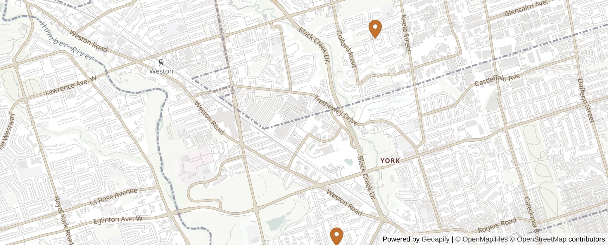 Map of Multiplexes in York South-Weston, Toronto (Ward 5)