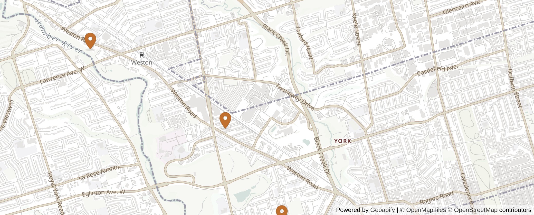 Map of Multiplexes in York South-Weston, Toronto (Ward 5)