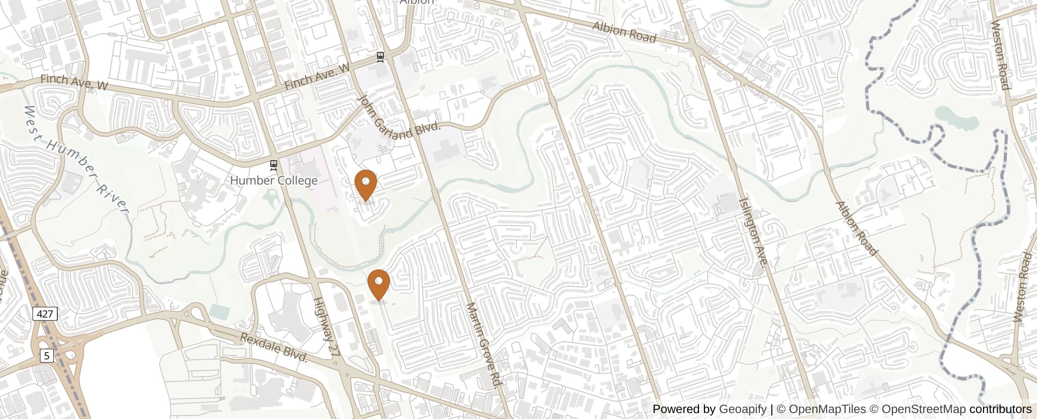 Map of Multiplexes in Etobicoke North, Toronto (Ward 1)