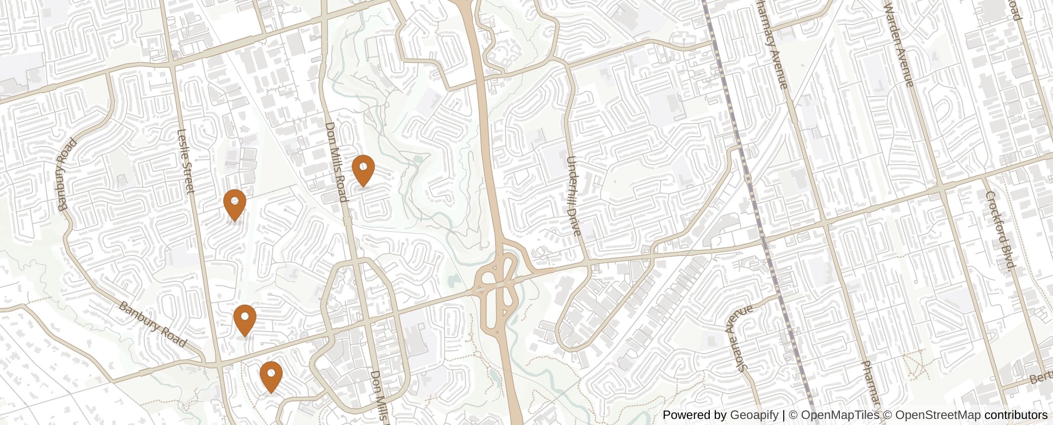 Map of Multiplexes in Don Valley East, Toronto (Ward 16)