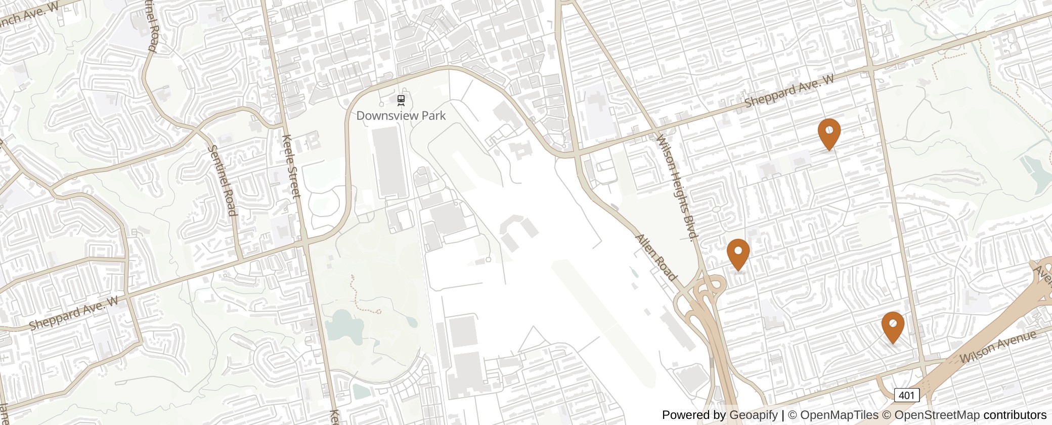 Map of Multiplexes in York Centre, Toronto (Ward 6)