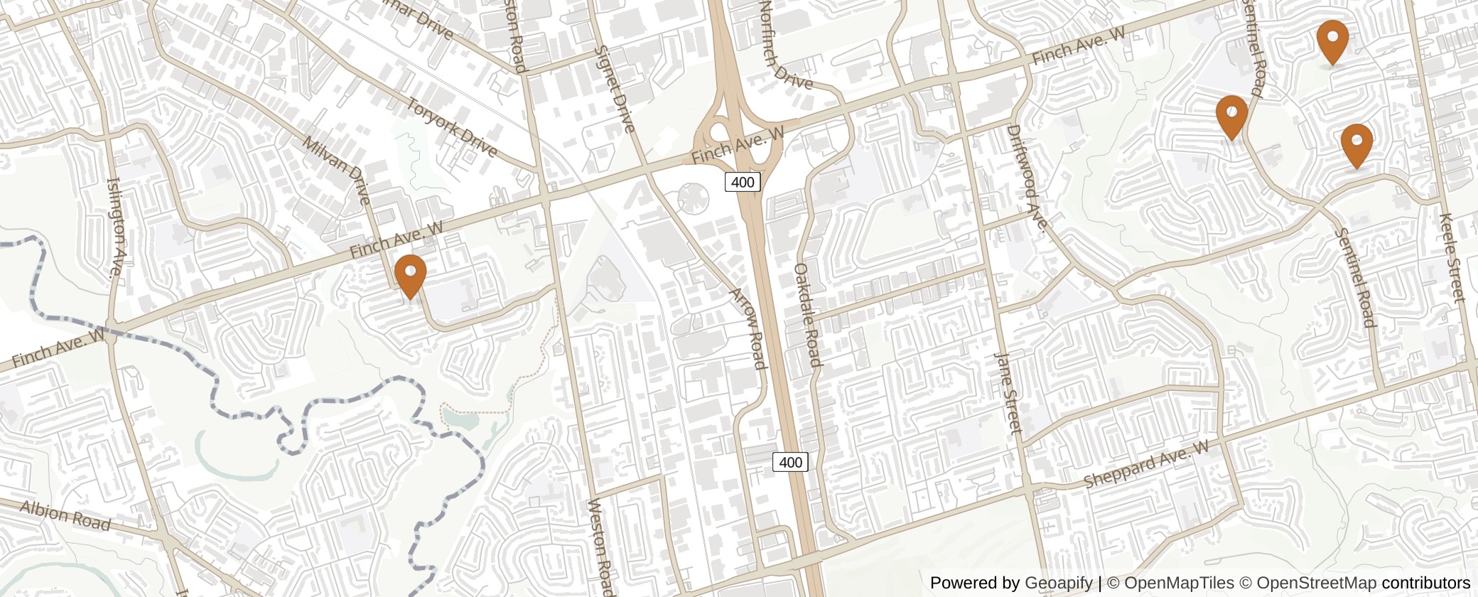 Map of Multiplexes in Humber River-Black Creek, Toronto (Ward 7)