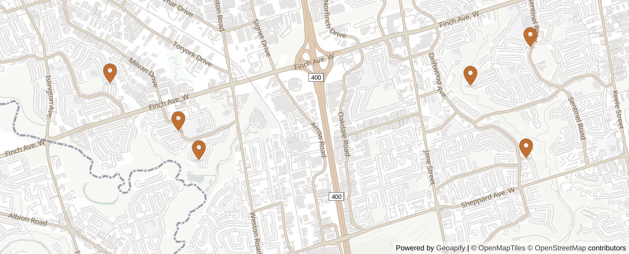 Map of Multiplexes in Humber River-Black Creek, Toronto (Ward 7)