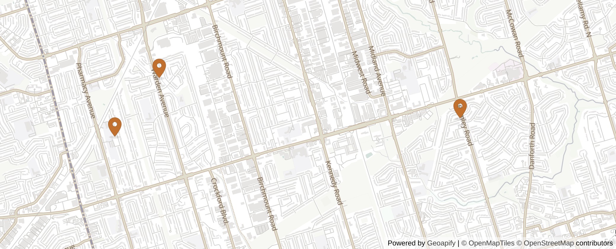 Map of Multiplexes in Scarborough Centre, Toronto (Ward 21)