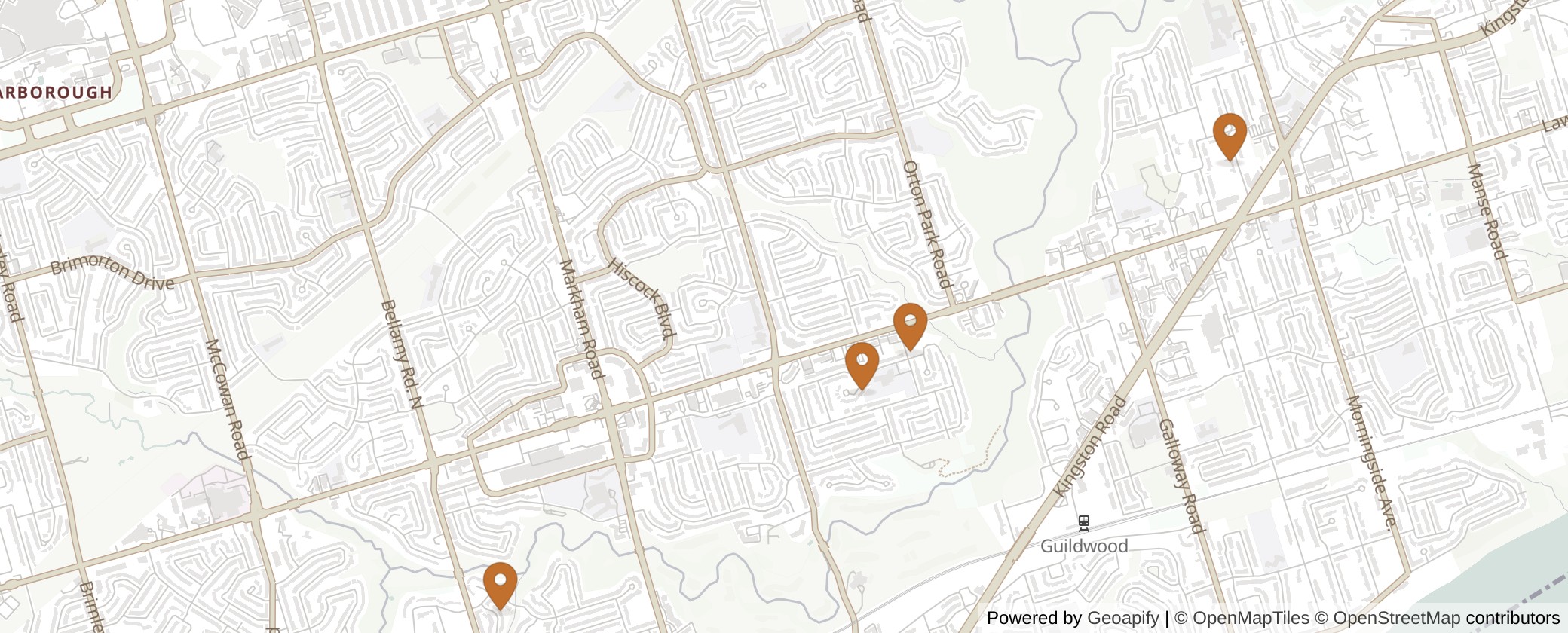 Map of Multiplexes in Scarborough-Guildwood, Toronto (Ward 24)