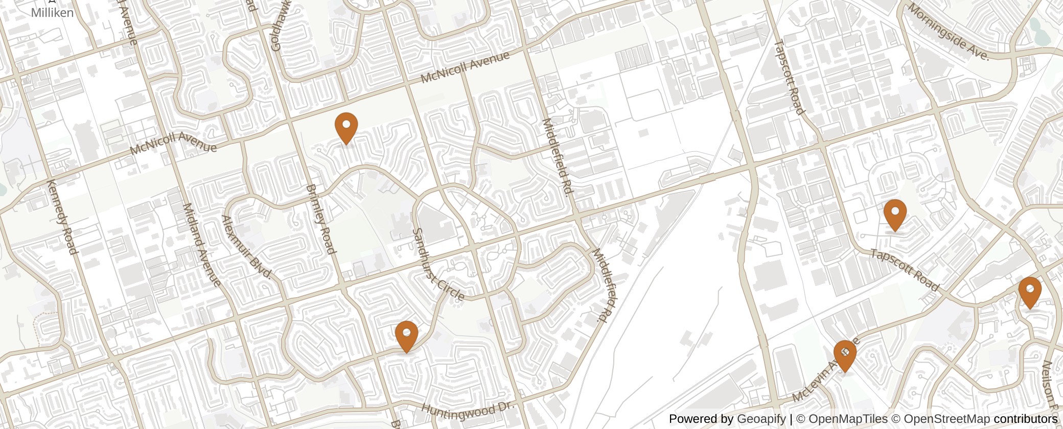 Map of Multiplexes in Scarborough North, Toronto (Ward 23)