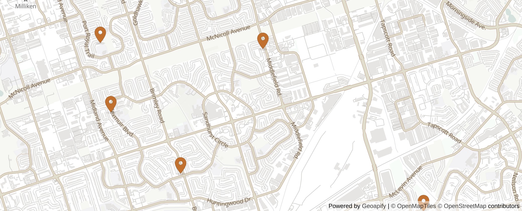 Map of Multiplexes in Scarborough North, Toronto (Ward 23)