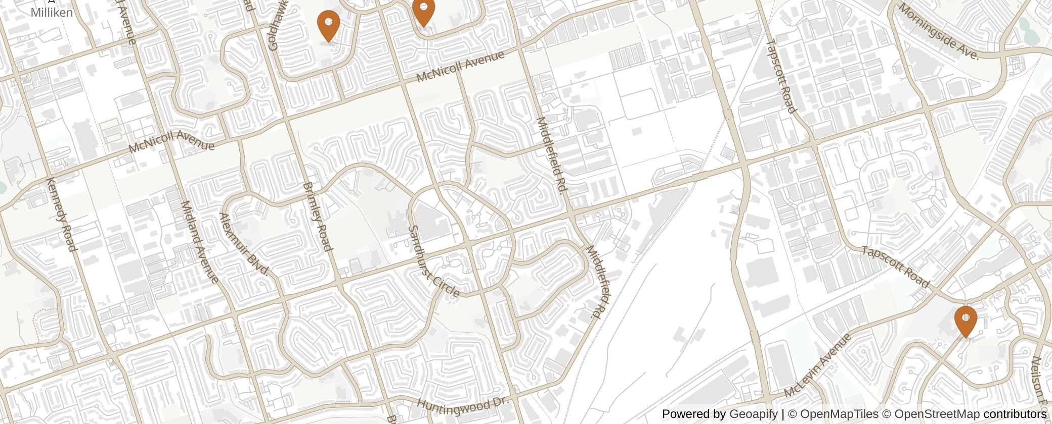 Map of Multiplexes in Scarborough North, Toronto (Ward 23)